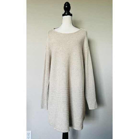 J Jill Womens Knit Silk Wool Blend Long Sleeve Boat Neck Beige Sweater Sz XL - Picture 3 of 16